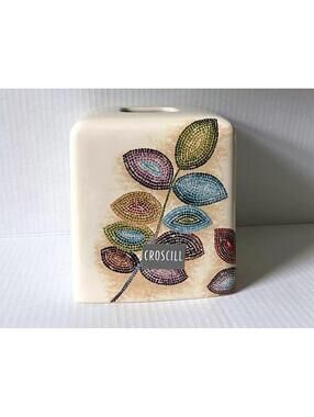Croscill Mosaic Leaves Tissue Box Cover NWT